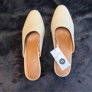 Universal Thread slides. Bone vegan leather with stacked heels. Size 11 …